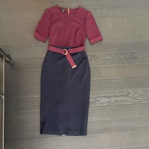 Ted baker dress dark blue and wine red